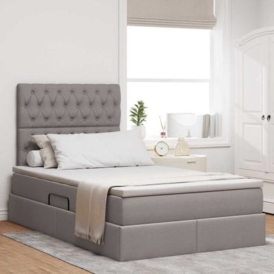 vidaXL Postel s úložným prostorem a matrací Sivohnedá 120 x 190 cm