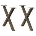 vidaXL Nohy konferenčného stolíka v tvare X, 2 ks, prírodná oceľ, 50 x (42-43) cm, oceľ