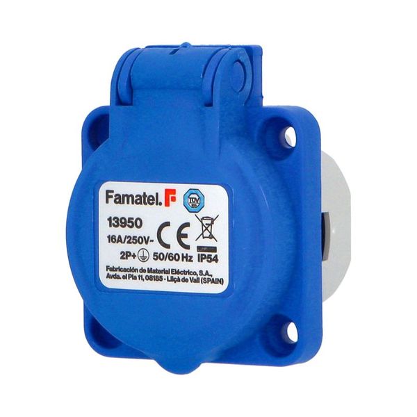 Zásuvka vestavná 13950 IP54 SCHUKO 250 V/16 A (s bočnými ochrannými kontaktami), modrá