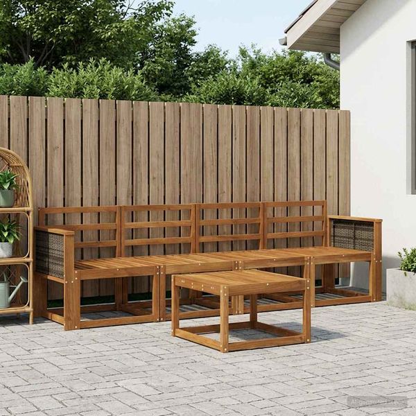 vidaXL Záhradná súprava gaučov 4 pcs Prírodná Pevné akáciové drevo