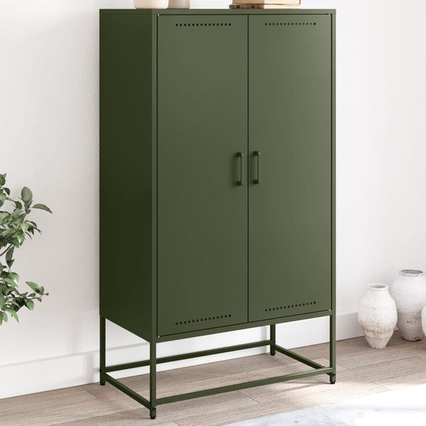 vidaXL Vysoká skrinka olivovozelená 68,5x38,5x123,5 cm oceľ