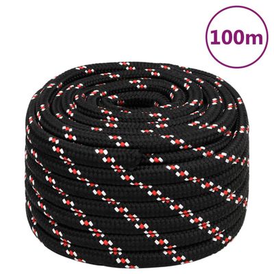 vidaXL Lodné lano čierne 20 mm 100 m polypropylén