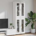 vidaXL Highboard FLORIN 60 x 35 x 182 cm Vysoký lesk bielej