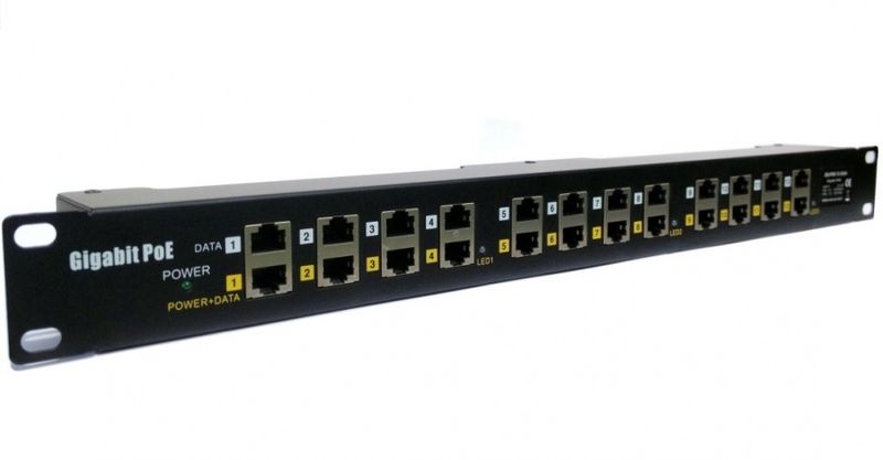 POE Gigabitový Patch panel Cat5 19'' 12port 1U