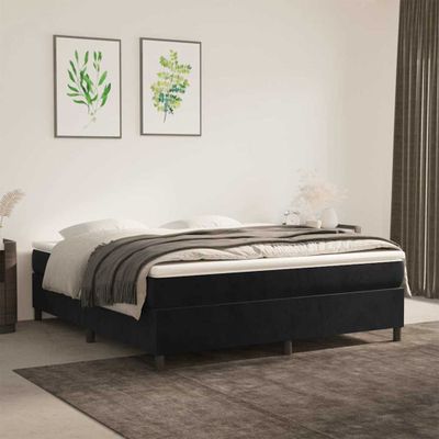 vidaXL Posteľný rám s boxspringom čierny 180x200 cm zamat