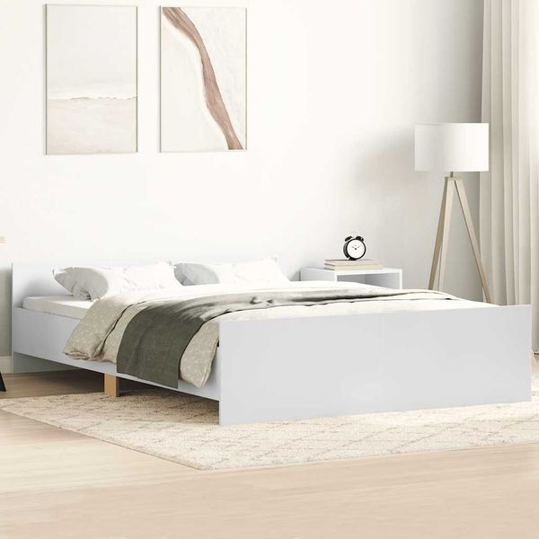 vidaXL Posteľný rám s predným a zadným čelom, biely 120x190 cm
