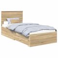 vidaXL Rám postele so zásuvkou Sonoma dub 90 x 200 cm Kompozitné drevo