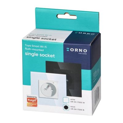 Chytrá zásuvka s TUYA ORNO OR-SH-17205/B Smart Home, čierna pod omietku