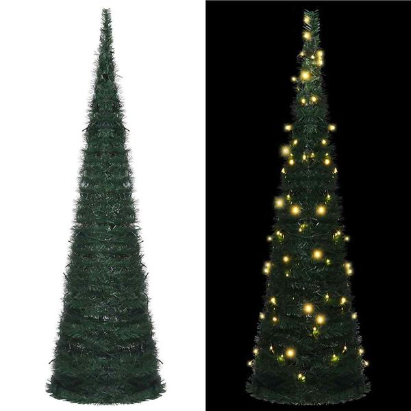 vidaXL Rozkladací osvetlený umelý vianočný stromček, zelený 210 cm