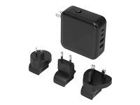 Sieťový adaptér - GaN - 100 watt - PD - 4 výstupné konektory (2 x USB-C, 2 x 9 pin USB Type A) - čierna
