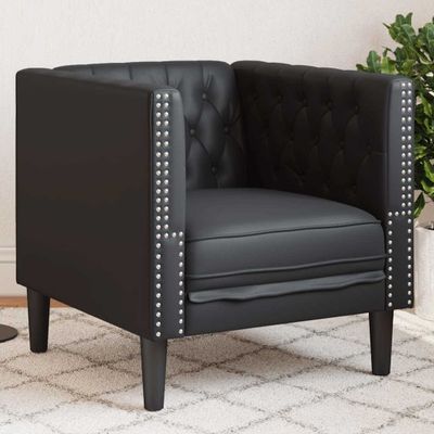 VidaXL Chesterfield Pohovka Kreslo Čierna umelá koža