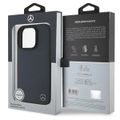 Puzdro Mercedes pre iPhone 16 Pro Max 6,9" MEHMP16X23RBGVV Hardcase MB imitácia dreva Koža MagSafe tmavomodrá