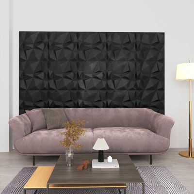 vidaXL Nástenné panely 48 pcs Diamond Čierny 50 x 50 cm XPS Pena