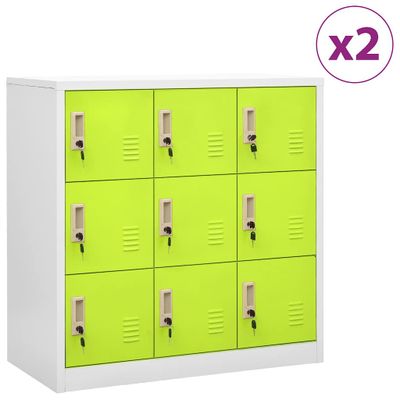 vidaXL Uzamykacie skrinky 2 ks bledosivé a zelené 90x45x92,5 cm oceľové