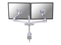 Montážna súprava - plný pohyb - pre 2 LCD displeje - strieborná - veľkosť obrazovky: 10"-30" - upevnenie svorkou, upevniteľné na stôl