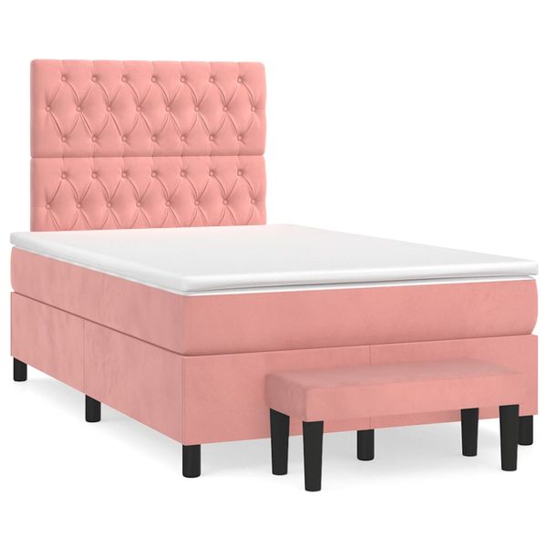 vidaXL Boxspring posteľ s matracom, ružová 120x190 cm, zamat