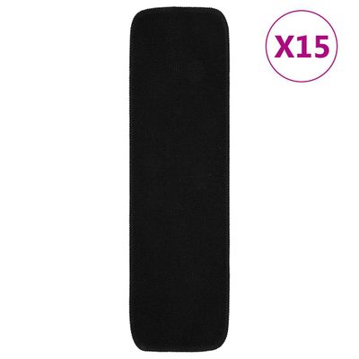 vidaXL Protišmykové nášľapy na schody 15 ks, 75x20cm, čierne, obdĺžnik