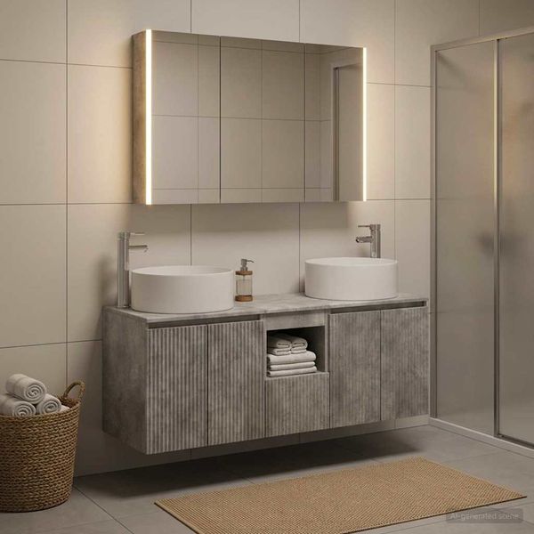 vidaXL Set kabinetov do kúpeľne 4 pcs Betónovo sivá
