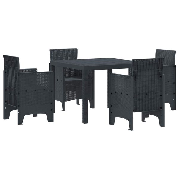vidaXL Záhradný jedálenský set 5 pcs Antracit Polypropylén