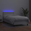 vidaXL Boxspring posteľ s matracom a LED biela 90x200 cm umelá koža