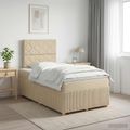 vidaXL Posteľ boxspring s matracom Krémová 120 x 190 cm Látka