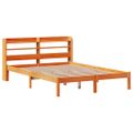 vidaXL Posteľný rám s čelom voskový hnedý 135x190 cm borovicový masív