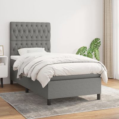 vidaXL Boxspring posteľ s matracom tmavosivá 90x190 cm látka