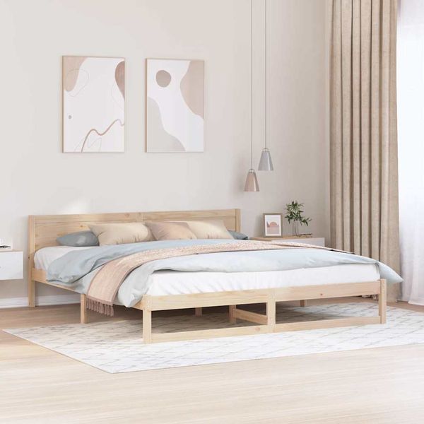 vidaXL Rám postele Prírodná 200 x 200 cm Masívne borovicové drevo