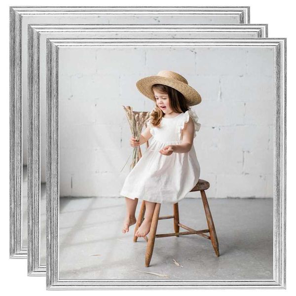 vidaXL Fotorámiky na stôl, koláž 3 ks,strieborné 20x20 cm, MDF