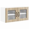 vidaXL Nástenný sklenený kabinet LUCCA Dub sonoma 80 x 31 x 40 cm