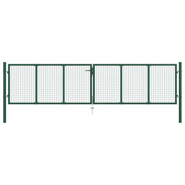 vidaXL Pletená záhradná brána z ocele 400x100 cm zelená