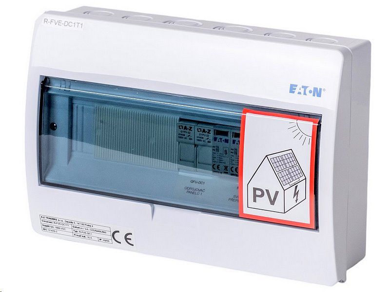 Rozvádzač R-FVE-DC1T1 EATON, T1+T2 (1000V DC / 32A) na 1 string IP40 certifikovaný