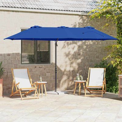 vidaXL Slnečník 372 x 198 x 243 cm Polyester a hliník Azurblue