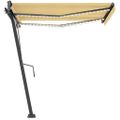 vidaXL Samostatne stojaca automatická markíza 350x250 cm žlto-biela