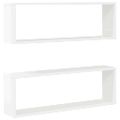 vidaXL Nástenné police 2ks, lesklé biele 80x15x26,5cm kompozitné drevo