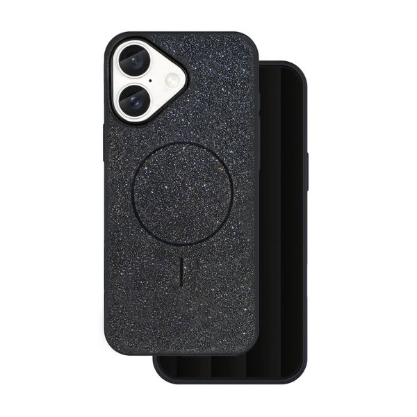 Trblietavé tenké Mag puzdro pre iPhone 16 6,1" čierne