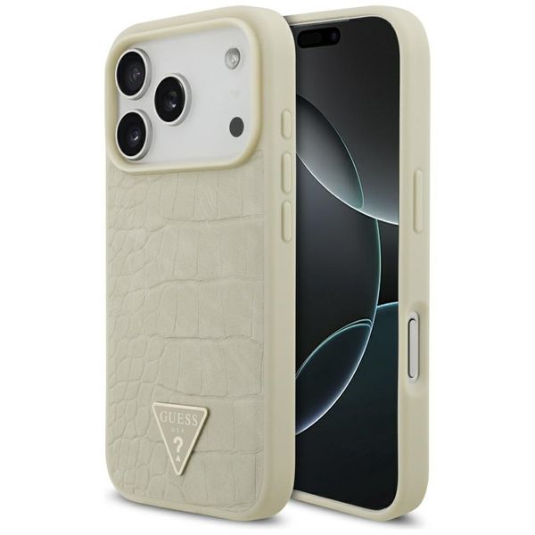 Puzdro Guess Croco Triangle Logo MagSafe pre iPhone 17 Pro zlaté