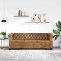 vidaXL Pohovka Chesterfield, 3-miestna, umelá koža, hnedá