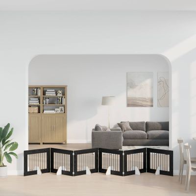 vidaXL Skladacia psia brána so stojanmi 6 ks Čierny dub 482 cm
