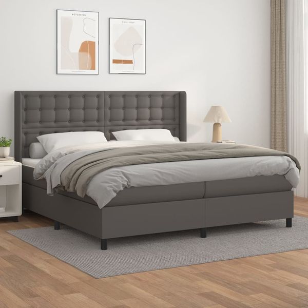 vidaXL Boxspring posteľ s matracom sivá 200x200 cm umelá koža