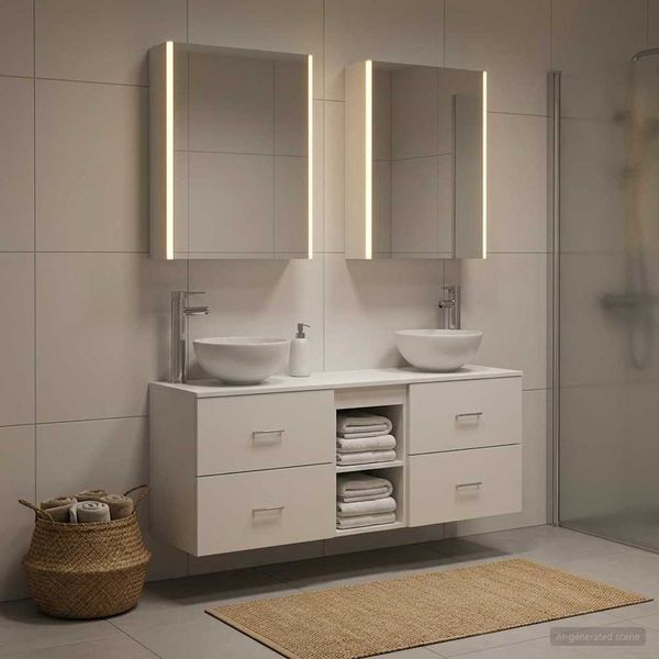 vidaXL Set kabinetov do kúpeľne 5 pcs Biela 53 x 15,5 x 70 cm