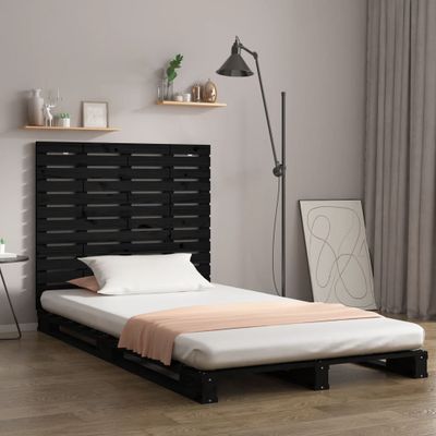 vidaXL Nástenné čelo postele čierne 126x3x91,5 cm masívna borovica