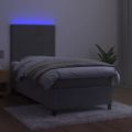 vidaXL Posteľ boxsping s matracom a LED bledosivá 90x200 cm zamat