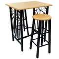vidaXL Súprava barového stola a stoličiek, 3 kusy, drevo a oceľ