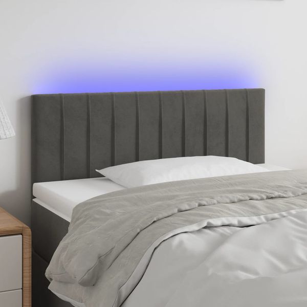 vidaXL Čelo postele s LED tmavosivé 100x5x78/88 cm zamat