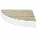 vidaXL Nástenné rohové police 2 ks dub a biele 25x25x3,8 cm MDF