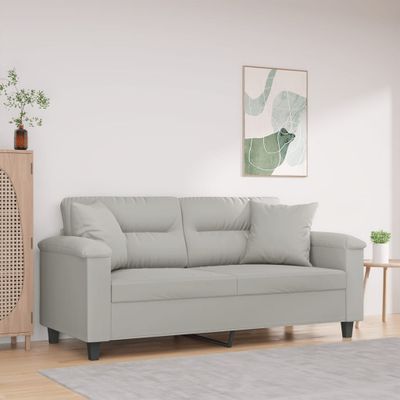 vidaXL 2-miestna pohovka s vankúšmi bledosivá 140 cm mikrovlákno