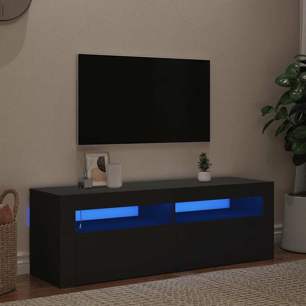 vidaXL TV skrinka s LED svetlami čierna 120x35x40 cm