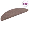 vidaXL Schodové rohože, samolepiace, 10 ks, 56x17x3 cm, svetlohnedé, polkruhové