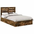 vidaXL Úložná posteľ Dymová dub 135 x 190 cm Kompozitné drevo